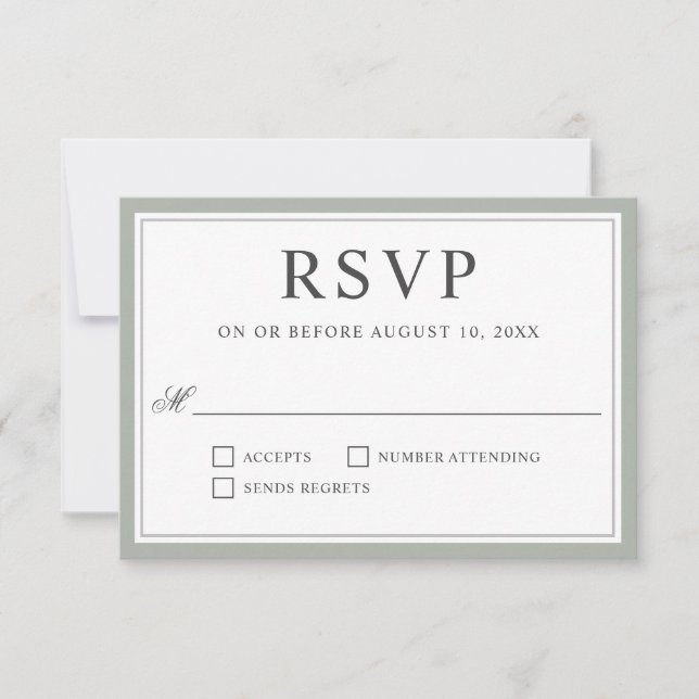 Monogram Crest with Olive Branches RSVP (Front)