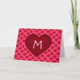 Monogram Crimson Heart Holiday Card