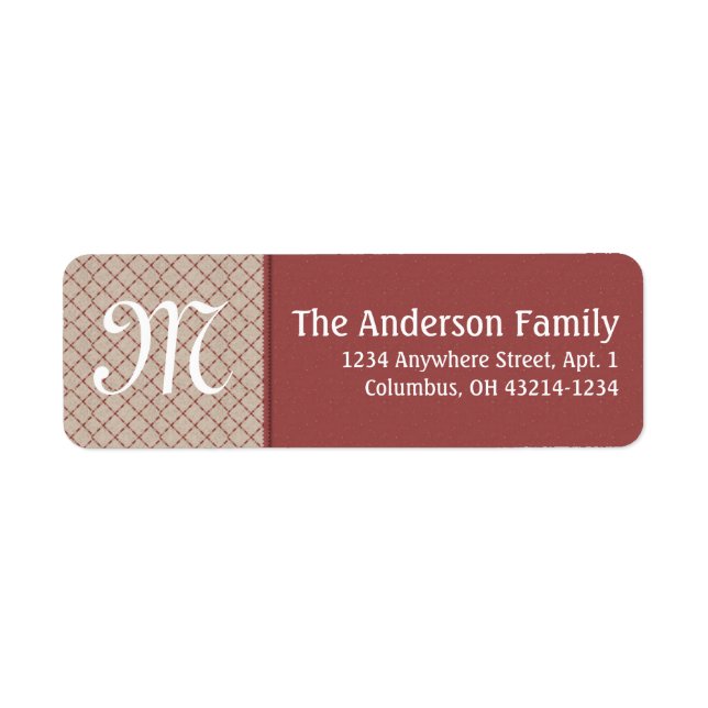 Monogram Cross X Pattern Return Address Label (Front)