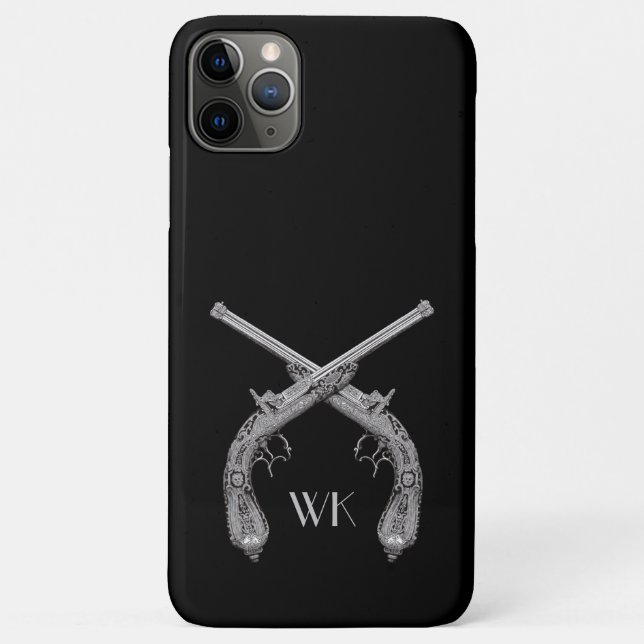 Monogram Crossed Pistols Black Case-Mate iPhone Case (Back)