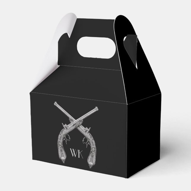 Monogram Crossed Pistols Black Favour Box (Front Side)