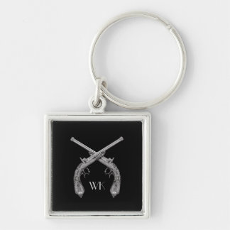 Monogram Crossed Pistols Black Key Ring