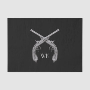 Monogram Crossed Pistols Black Tissue Paper