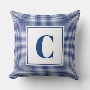 Monogram Cushion - Nursery Blue Checked