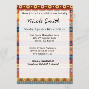 Monogram Custom African Tribal Art Invitation