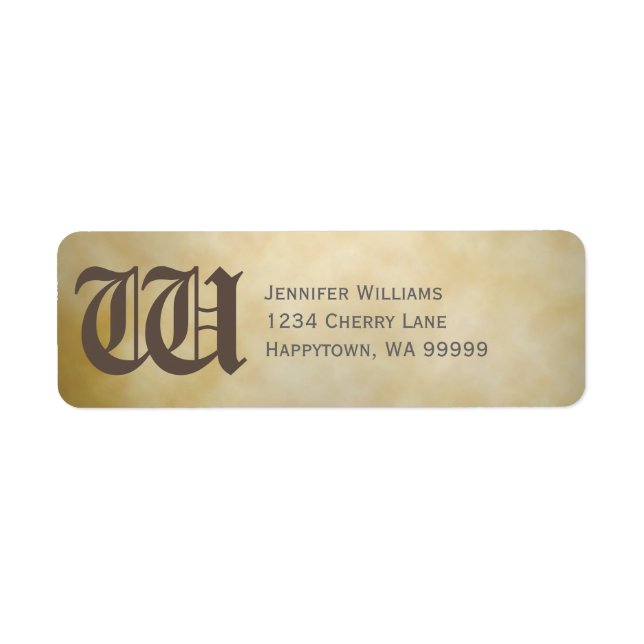 Monogram Custom Aged Parchment Return Address (Front)