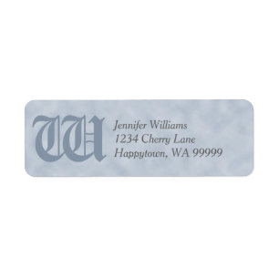 Monogram Custom Blue=Grey Parchment Return Address