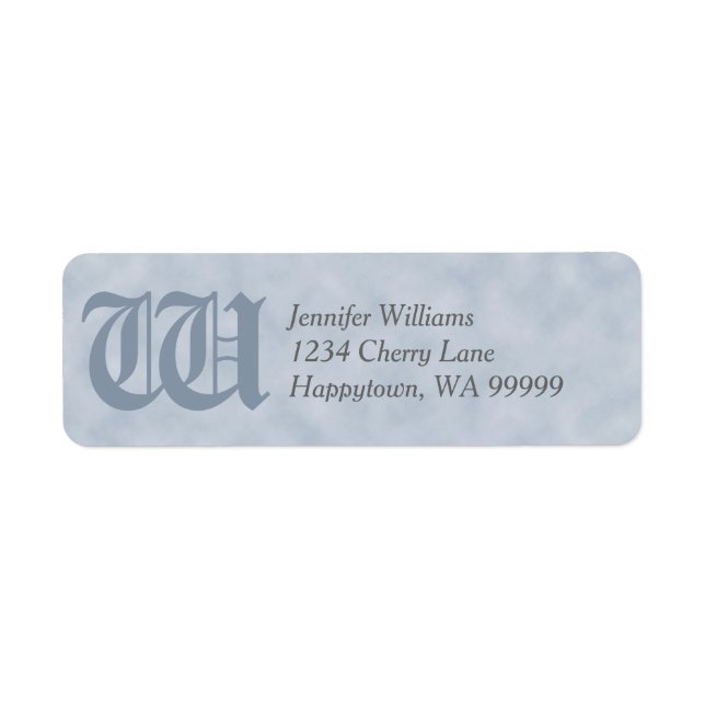 Monogram Custom Blue=Grey Parchment Return Address (Front)