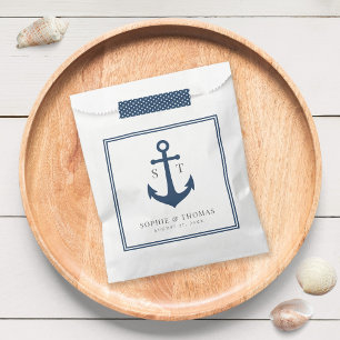 Monogram Custom Border and Anchor Colour Nautical Favour Bags