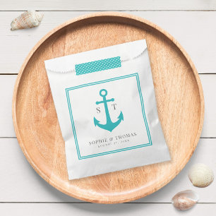 Monogram Custom Border and Anchor Colour Nautical Favour Bags