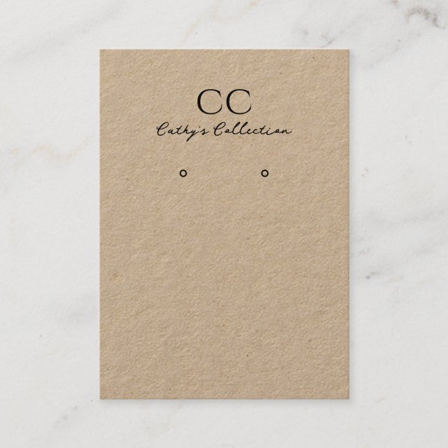 Monogram Custom Jewellery Earrings Display Card (Front)