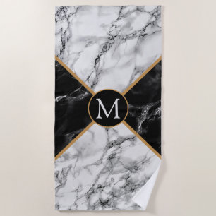 Monogram Custom Letter Marble Beach Towel