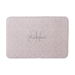 Monogram Custom Name Blush Pink Elegant Marble Bath Mat