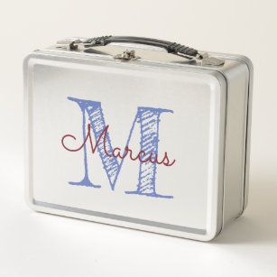 Monogram Custom Name Boy Metal Lunch Box