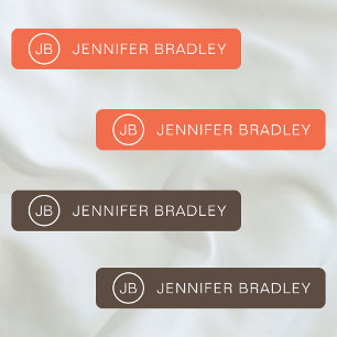Monogram Custom Name Clothing Tags Orange Brown