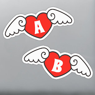 Monogram Custom Name Cool Flying Hearts with Wings