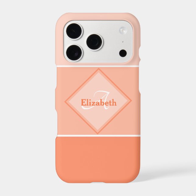 Monogram Custom Name Pastel Coral Ombre Stripes (Back)