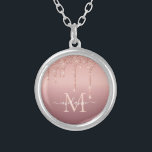 Monogram Custom Name Rose Gold Glitter Necklace<br><div class="desc">Necklaces with Monogram Name Text Rose Gold Blush Glitter Sparkle Personalised Birthday - Anniversary or Wedding Gift / Suppliest - Add Your Letter / Name - Text or Remove - Make Your Special Gift - Resize and move or remove and add text / elements with customisation tool. Design by MIGNED....</div>
