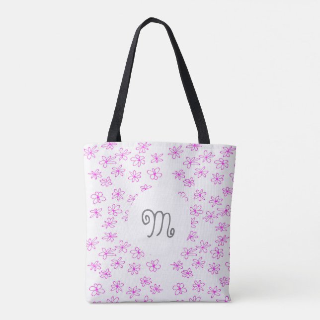 monogram custom personalised cute tote bag (Back)