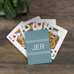 Monogram Custom Personalised Modern Turquoise Playing Cards