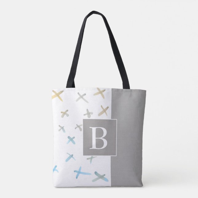 monogram custom personalised stylish tote bag (Back)