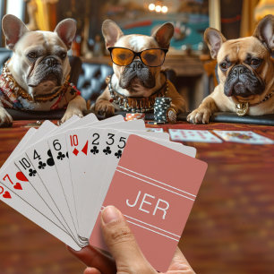 Monogram Custom Personalized Modern Orange Red Playing Cards