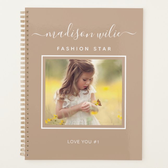 Monogram Custom Photo Effect Create Your Own Black Planner (Front)