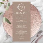 Monogram Custom Photo Wedding Menu Card<br><div class="desc">A simple chic foliage faux foil monogram grullo wedding menu card. Easy to personalise with your details. Modern boho wedding menu card editable, wreaths photo wedding invitation, customisable, calligraphy handwritten font, simple, elegant. CUSTOMIZATION: If you need design customisation, please contact me through chat; if you need information about your order,...</div>