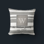 monogram custom pillow grey and white stripes<br><div class="desc">monogram custom pillow grey and white stripes distressed style personalise it home decor.</div>