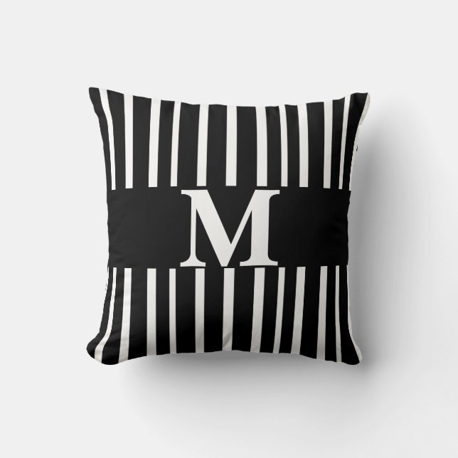 monogram custom pillow modern chic stripes (Front)