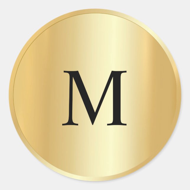 Monogram Custom Template Faux Gold Elegant Classic Round Sticker (Front)