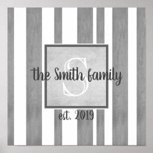 monogram custom to personalise in shades of grey poster