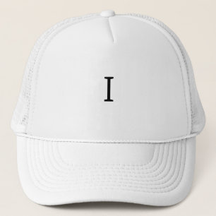 Monogram custom White and White colour I Letter  Trucker Hat