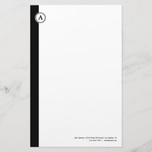 Monogram Customisable Black Stationery