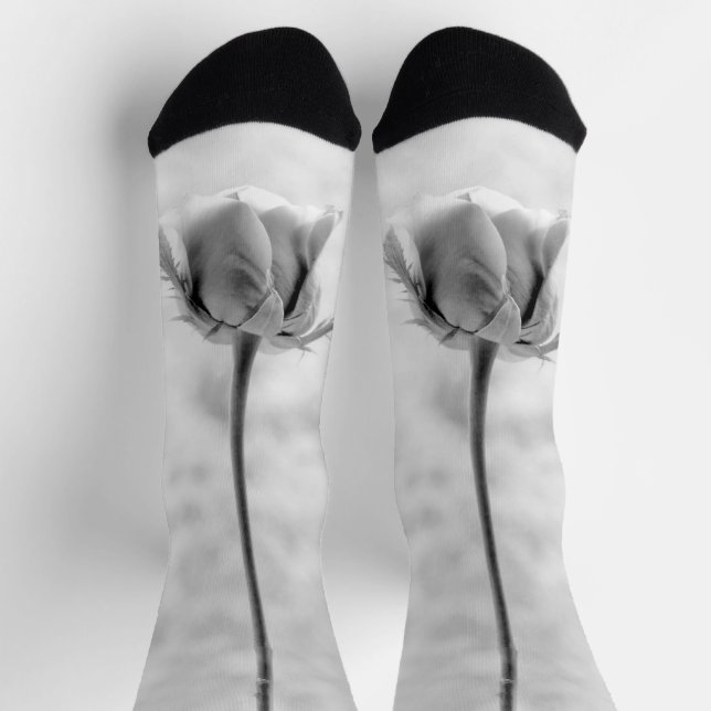 Monogram Customisable Cool Rose Photograph Socks (Top)