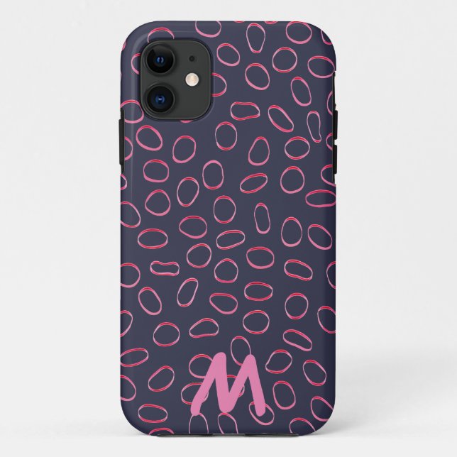 Monogram Customisable Cute Unique Abstract Pattern Case-Mate iPhone Case (Back)