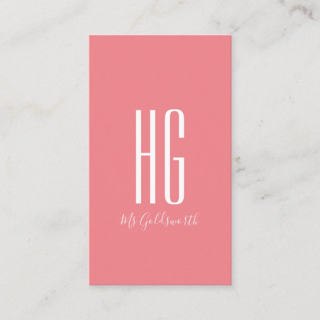 Monogram Customisable Modern Pink Business Card (Front)
