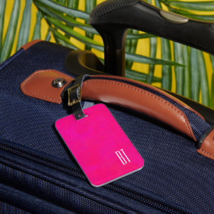 Monogram Customisable Pink Modern Abstract Luggage Tag