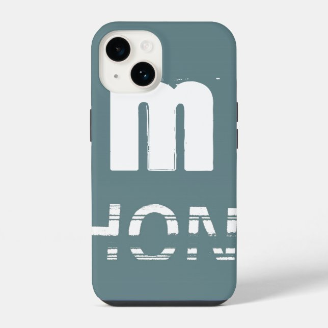 Monogram Customisable Teal Cool Modern iPhone Case (Back)