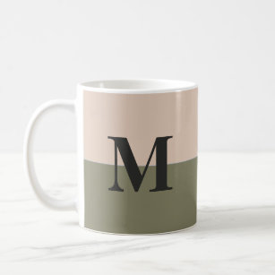 Monogram Customised Blush Pink Sage Green Coffee Mug