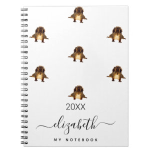 Monogram cute animal wildlife script notebook