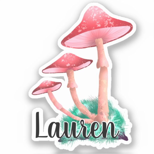 Monogram Cute Artsy Trendy Mushroom - Add Name Sti (Front)