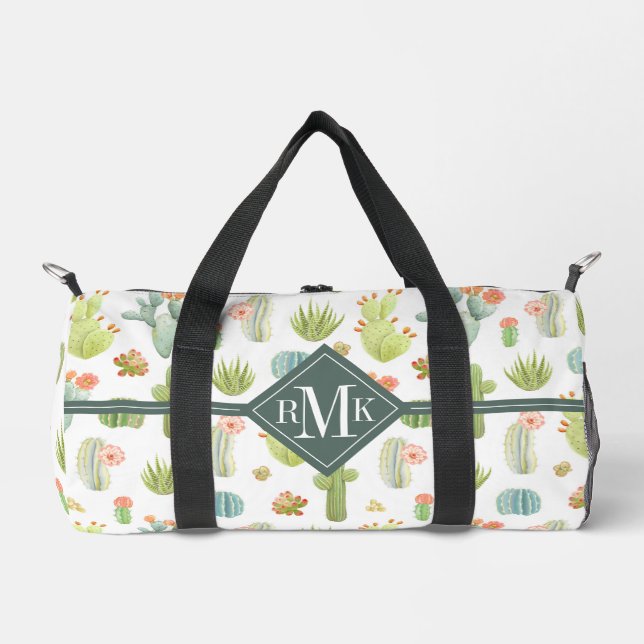 Monogram | Cute Cactus Standing Pattern Duffle Bag (Front)