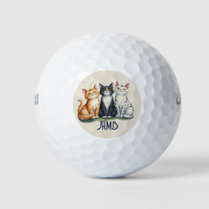 Monogram Cute Cats Kittens Animal  Golf Balls