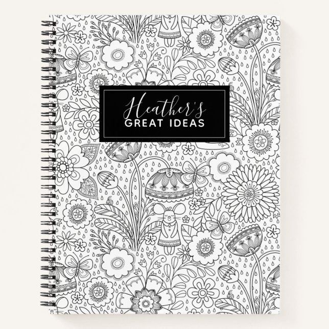 Monogram Cute Colouring book Pattern Journal (Front)