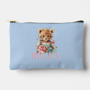 Monogram Cute floral blue Modern Minimalist Acces Accessory Pouch