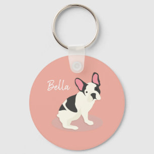 Monogram. Cute French Bulldog. Key Ring