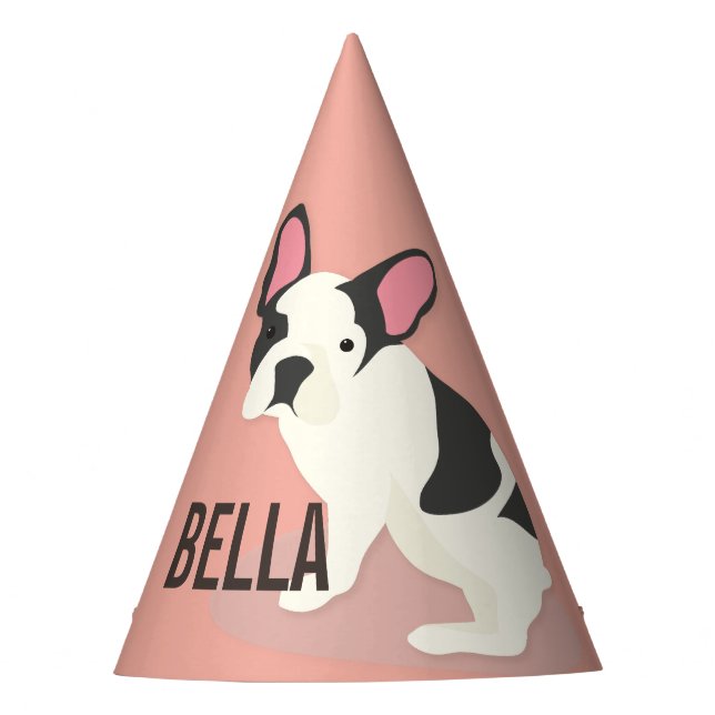 Monogram. Cute French Bulldog. Party Hat (Front)