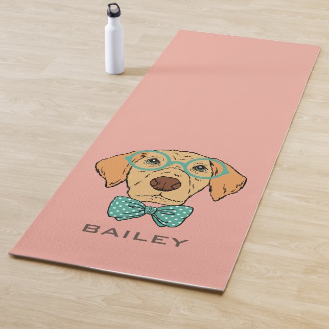 Monogram Cute & Funny Labrador Retriever Hipster Yoga Mat (In Situ)