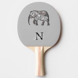 Monogram Cute Graphics Elephant Personalised Black Ping Pong Paddle